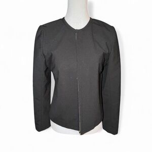 BCBG Max Azria Black Zip Front Minimalist Jacket Blazer